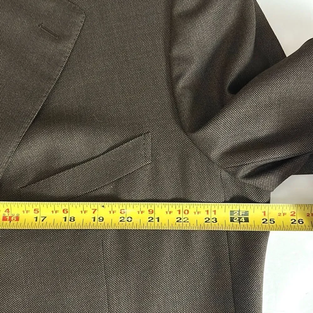 Ermenegildo Zegna Switzerland Wool Suit Jacket Blazer Taupe Brown 46L